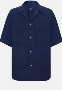 Navy Linen Camp Overshirt|Boggi Milano Clearance