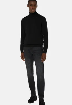 Navy Merino Wool Polo Neck Jumper|Boggi Milano Hot