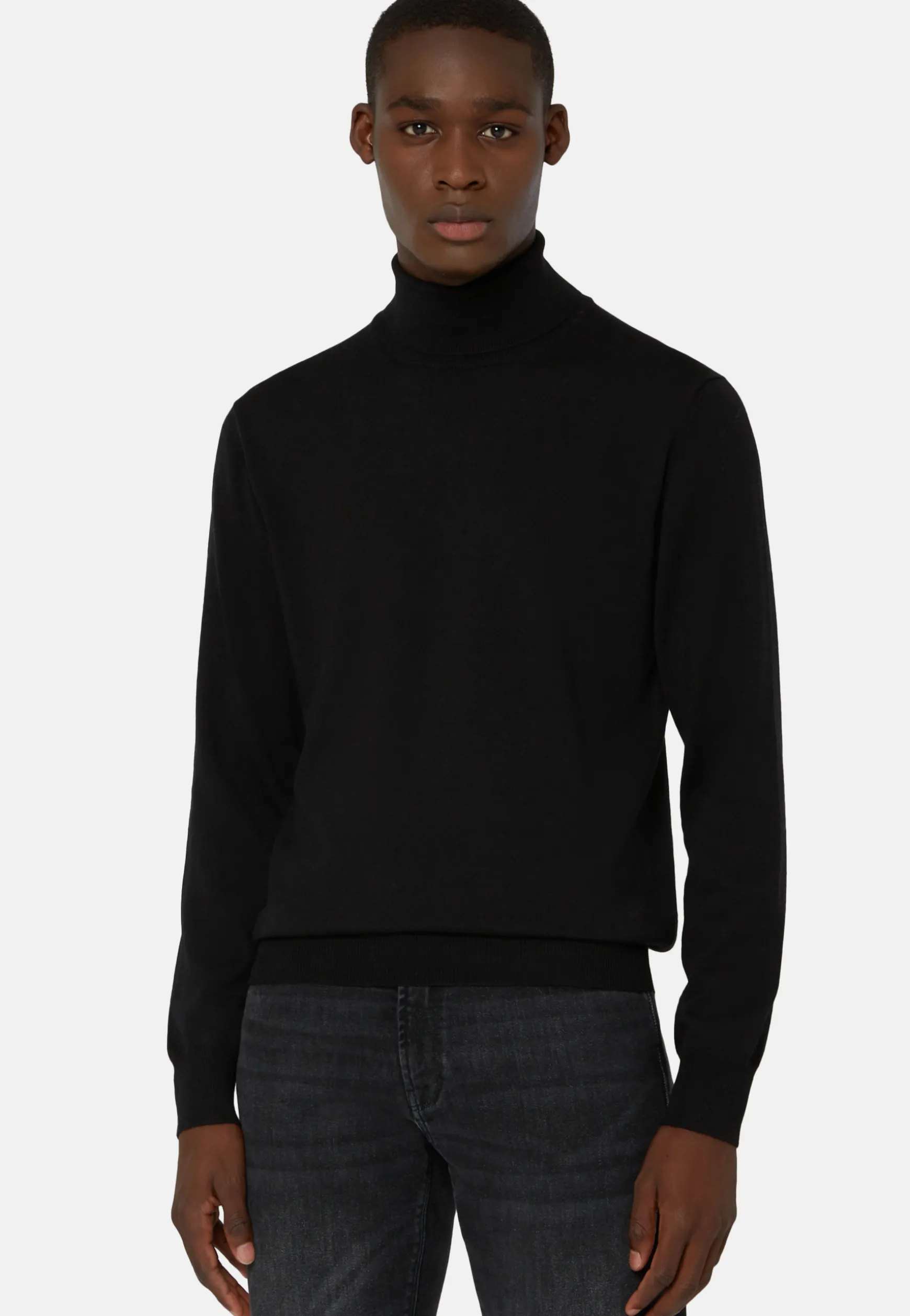 Navy Merino Wool Polo Neck Jumper|Boggi Milano Hot