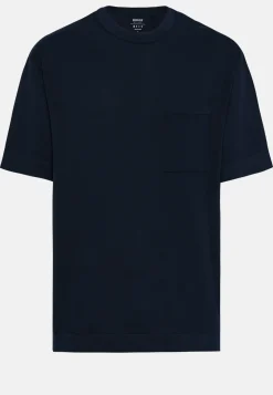 Navy Pima Cotton Knitted T-Shirt|Boggi Milano Shop