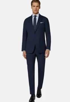 Navy Prince of Wales Check Suit in Super 130 Wool|Boggi Milano New