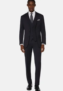 Navy Stretch Wool Twill Jacket|Boggi Milano Cheap