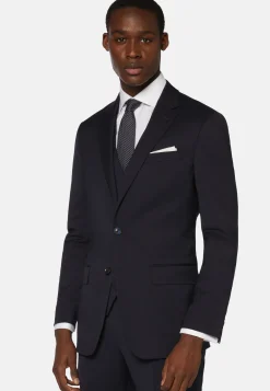 Navy Stretch Wool Twill Jacket|Boggi Milano Cheap