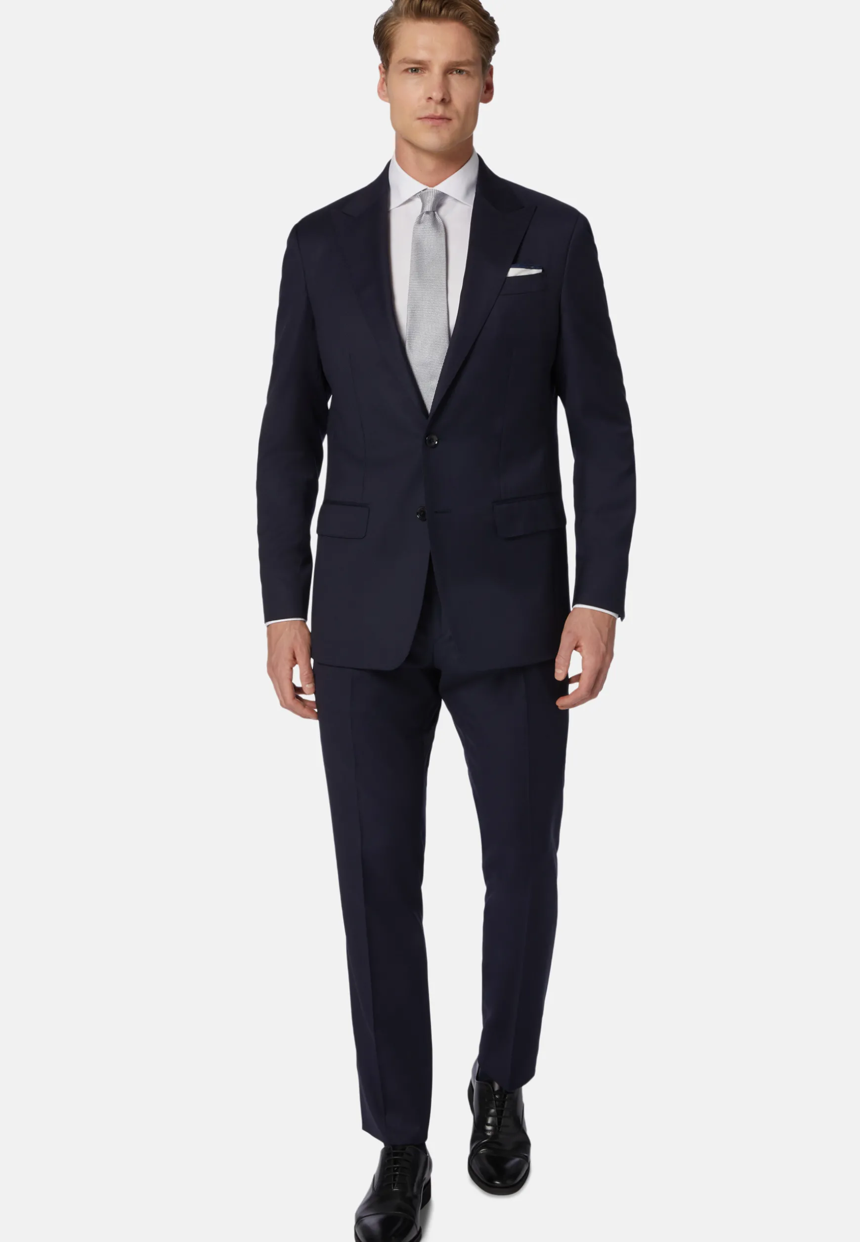 Navy Structured Stretch Wool Suit|Boggi Milano Store