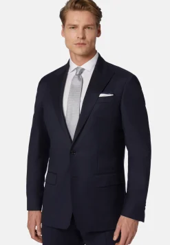 Navy Structured Stretch Wool Suit|Boggi Milano Store