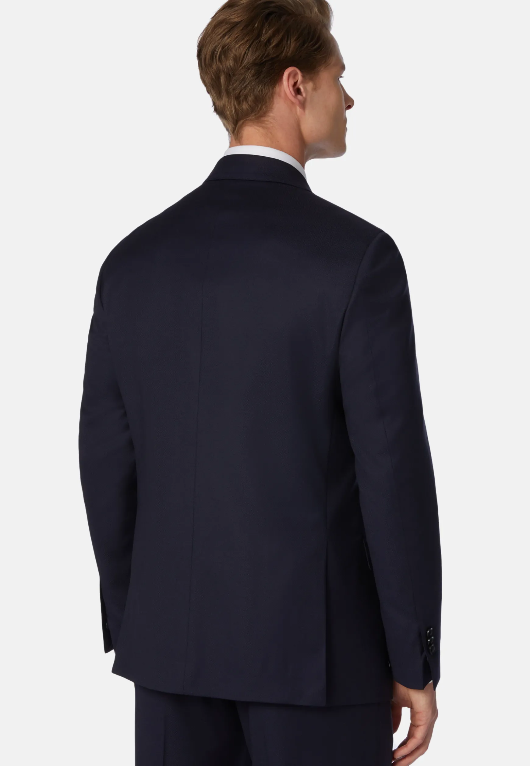 Navy Structured Stretch Wool Suit|Boggi Milano Store