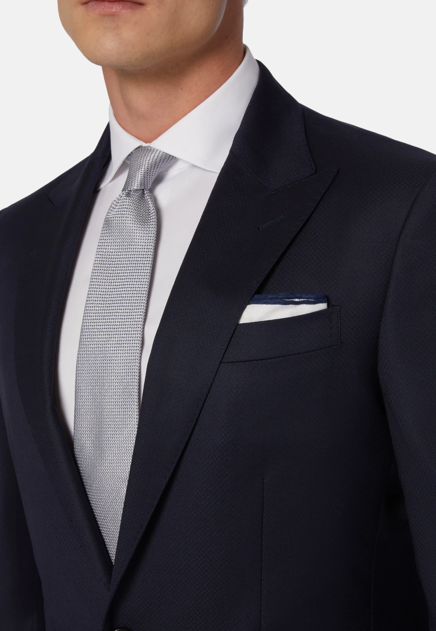 Navy Structured Stretch Wool Suit|Boggi Milano Store