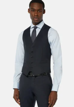 Navy Wool Twill Waistcoat|Boggi Milano Discount