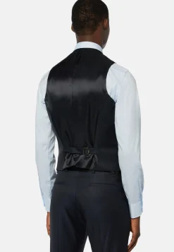 Navy Wool Twill Waistcoat|Boggi Milano Discount