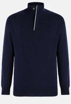 Navy Wool/Cashmere Half Zip Jumper|Boggi Milano Best Sale
