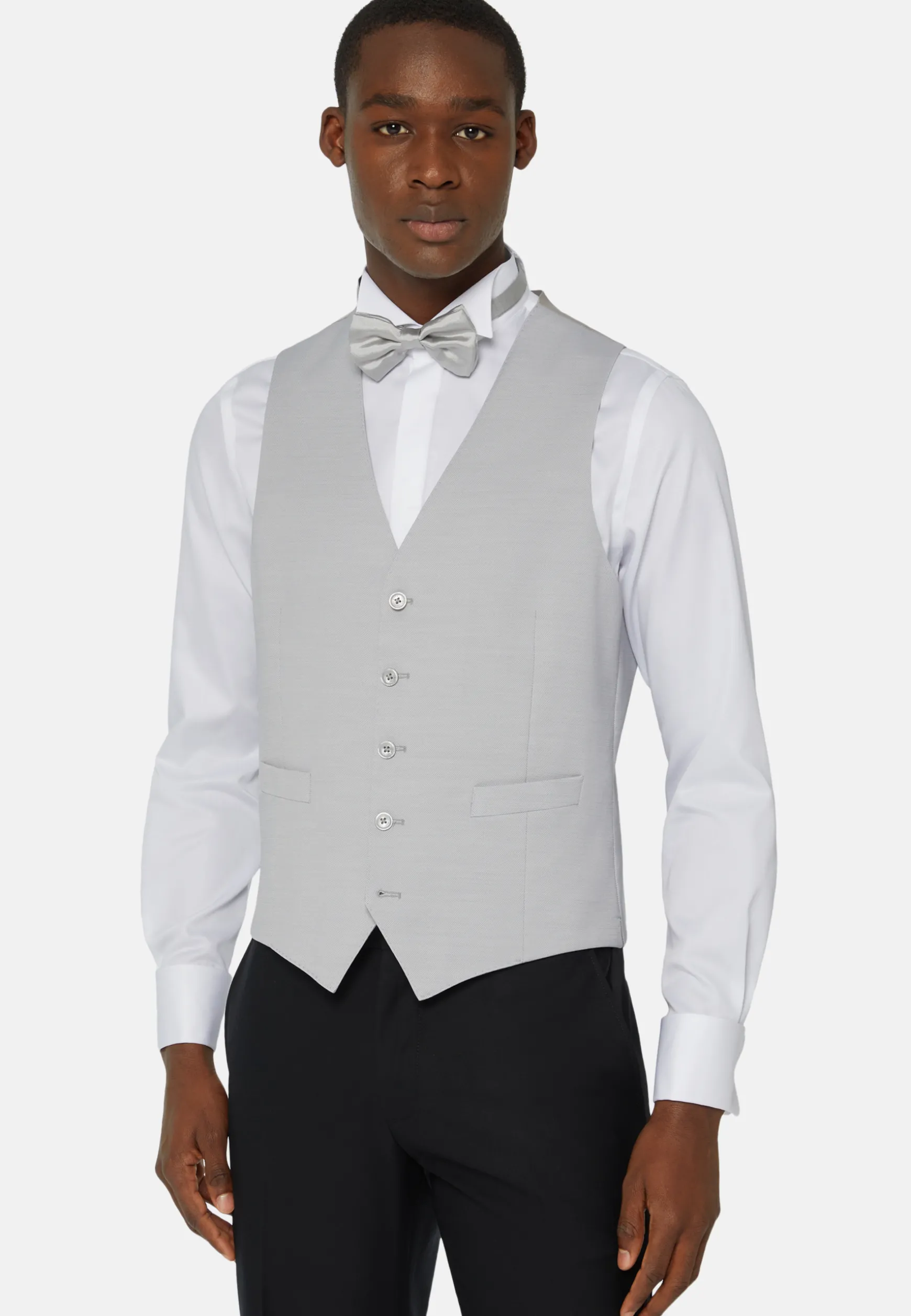 Pearl Grey Wool Blend Waistcoat|Boggi Milano Sale