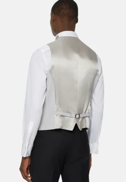Pearl Grey Wool Blend Waistcoat|Boggi Milano Sale