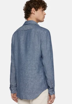Regular Fit Cotton and Linen Denim Shirt|Boggi Milano Best Sale