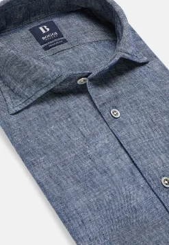 Regular Fit Cotton and Linen Denim Shirt|Boggi Milano Best Sale