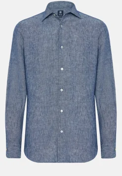 Regular Fit Cotton and Linen Denim Shirt|Boggi Milano Best Sale