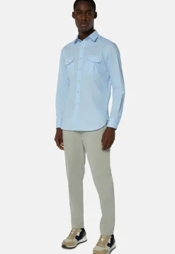 Regular Fit High-Performance Sky Blue Oxford Shirt|Boggi Milano Online