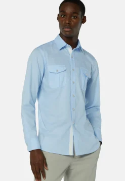 Regular Fit High-Performance Sky Blue Oxford Shirt|Boggi Milano Online