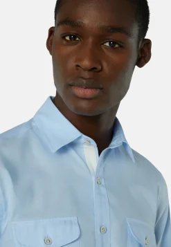 Regular Fit High-Performance Sky Blue Oxford Shirt|Boggi Milano Online