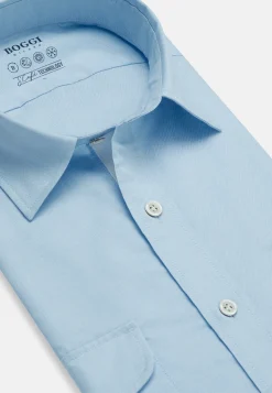 Regular Fit High-Performance Sky Blue Oxford Shirt|Boggi Milano Online
