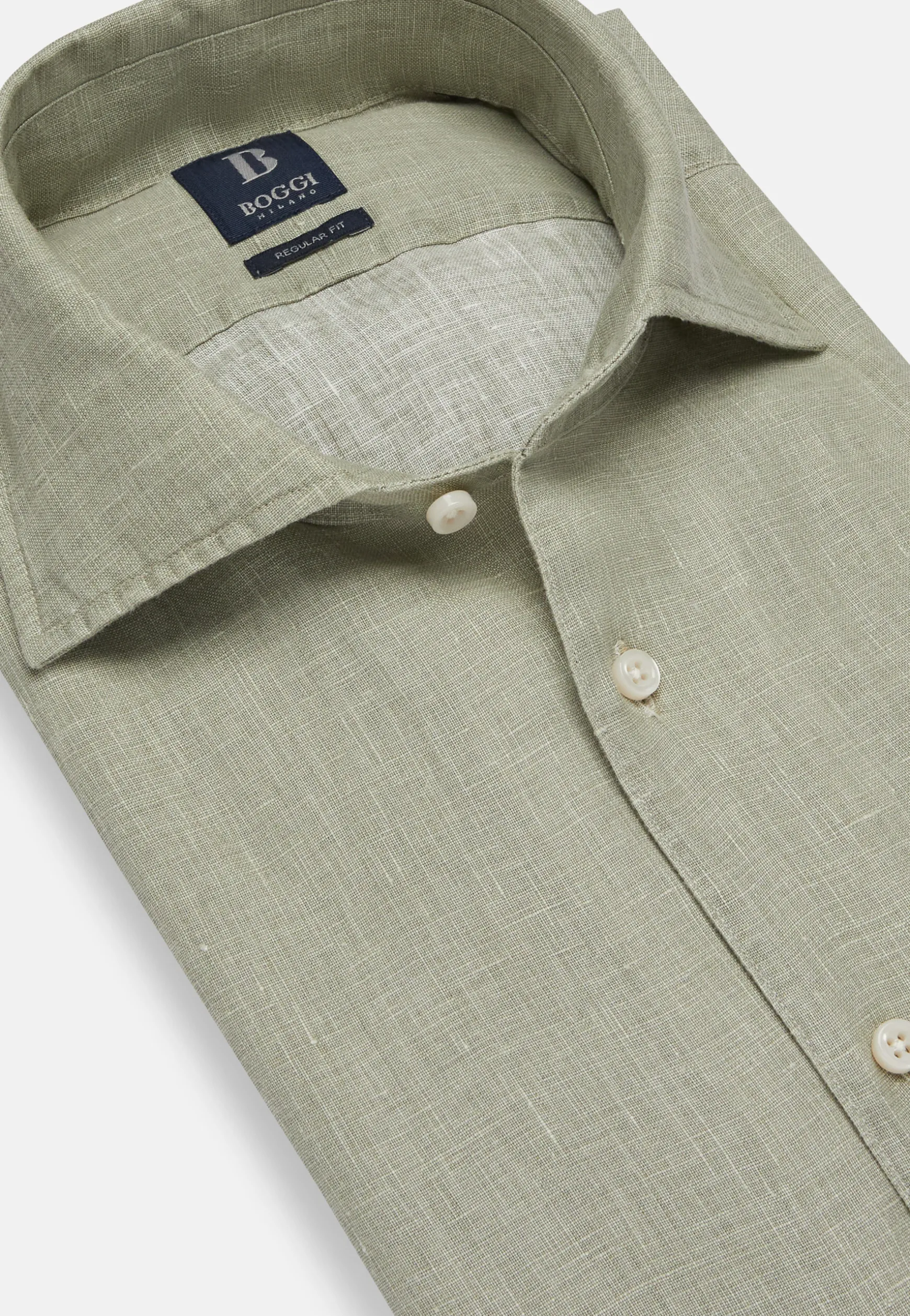 Regular Fit Linen Shirt in |Boggi Milano Online