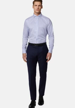 Regular Fit Royal Striped Cotton Twill Shirt|Boggi Milano Shop