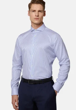Regular Fit Royal Striped Cotton Twill Shirt|Boggi Milano Shop