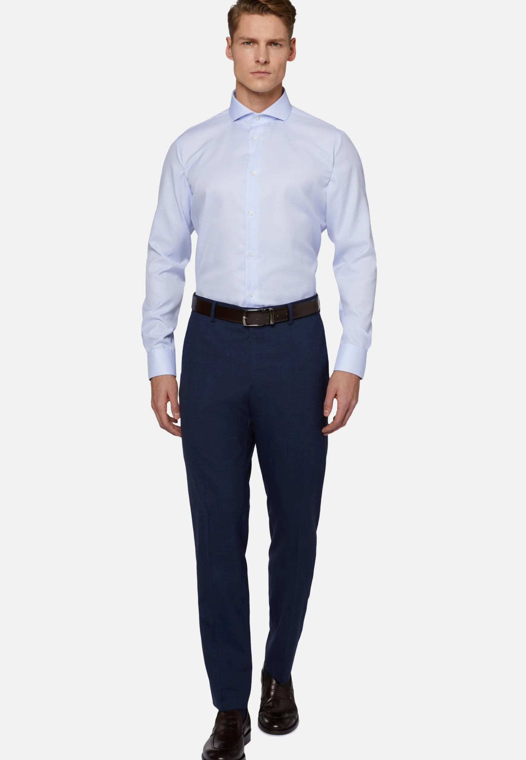 Regular Fit Sky Blue Checked Cotton Shirt|Boggi Milano Online