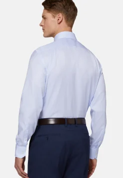 Regular Fit Sky Blue Checked Cotton Shirt|Boggi Milano Online