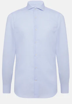 Regular Fit Sky Blue Checked Cotton Shirt|Boggi Milano Online