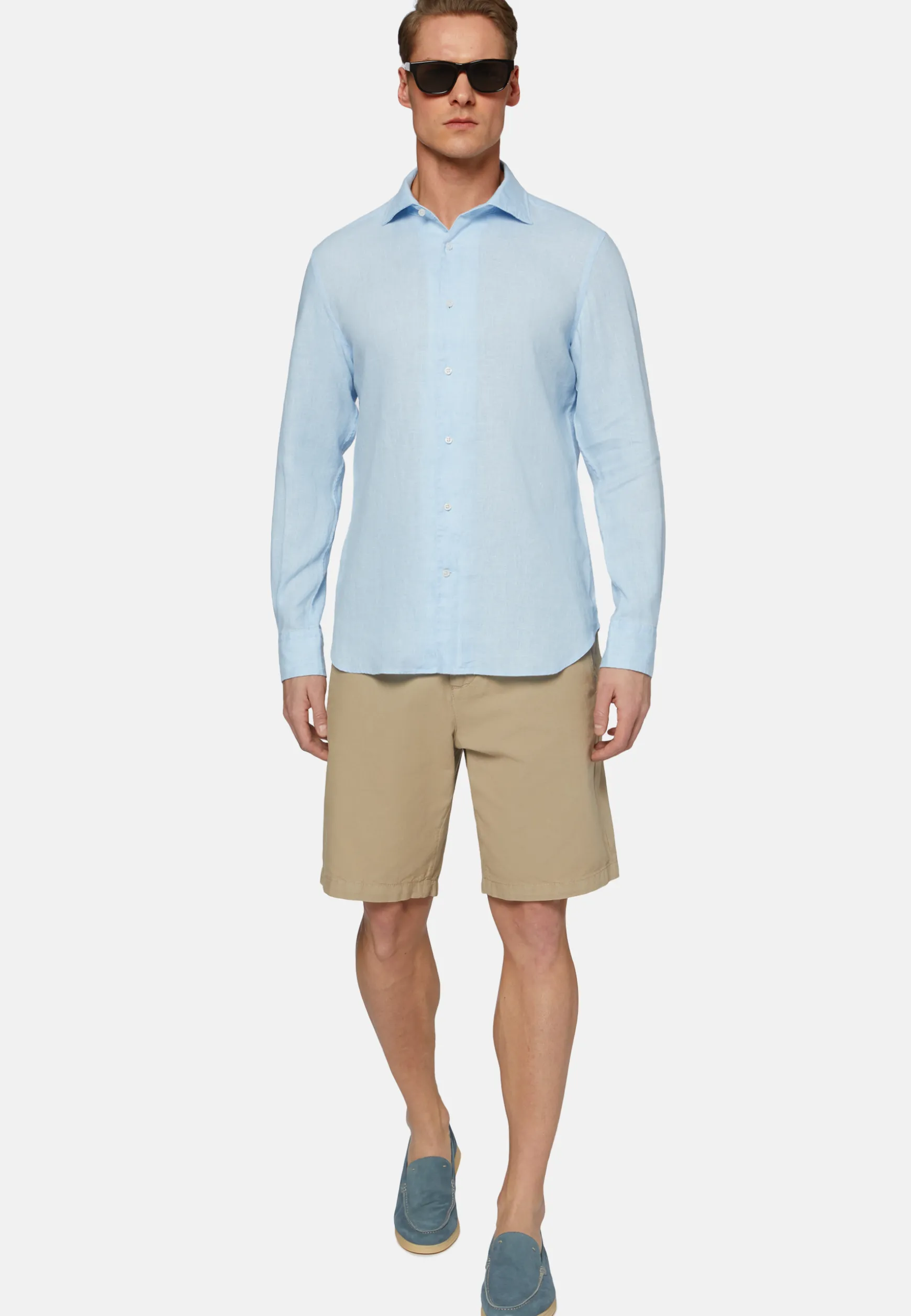 Regular Fit Sky Blue Linen Shirt|Boggi Milano Clearance