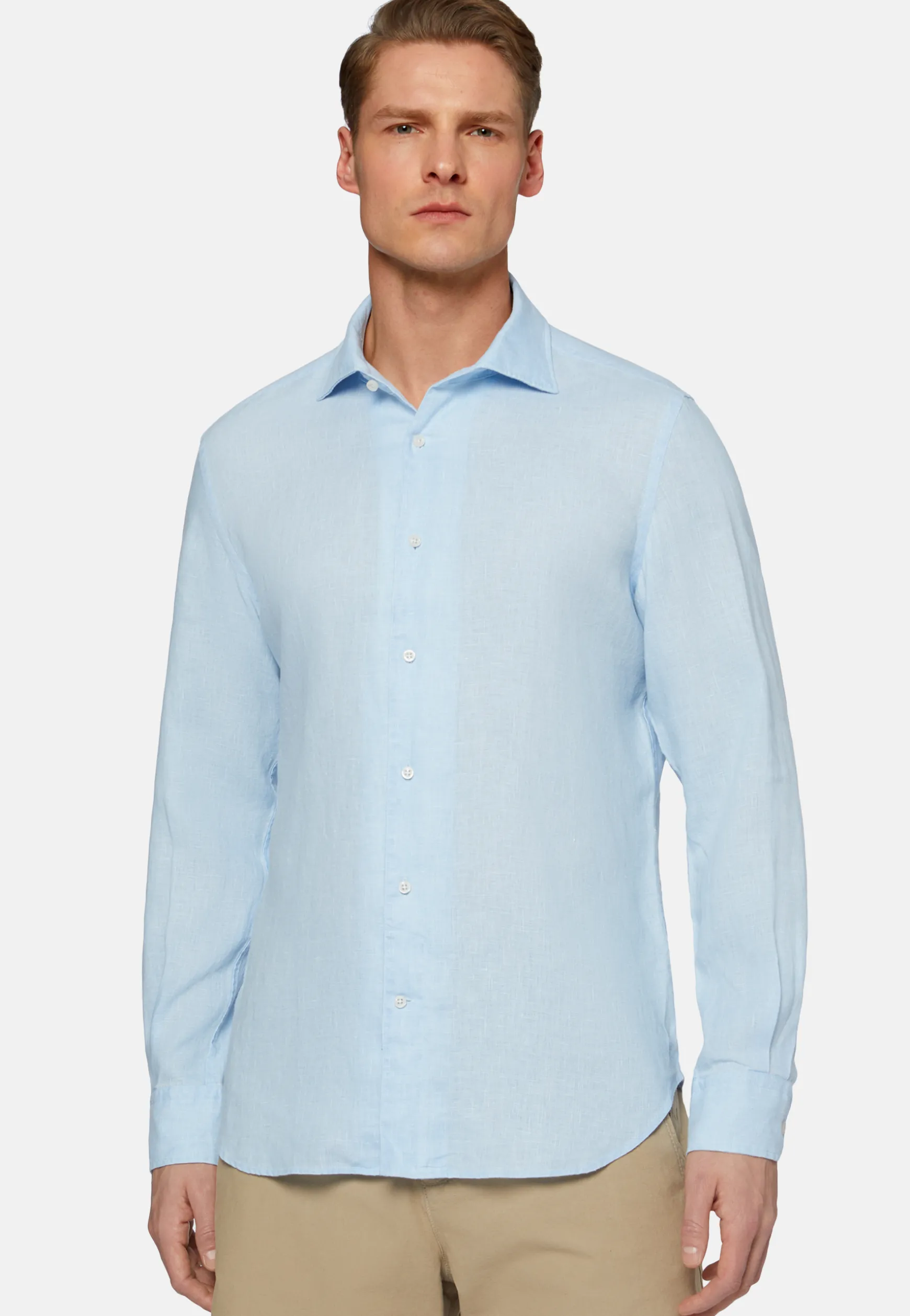 Regular Fit Sky Blue Linen Shirt|Boggi Milano Clearance