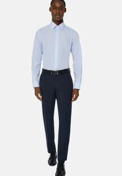 Regular Fit Sky Blue Striped Cotton Shirt|Boggi Milano Cheap