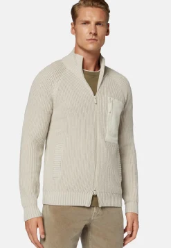 Full-Zip Jumper With Pocket in Merino Wool|Boggi Milano Fashion