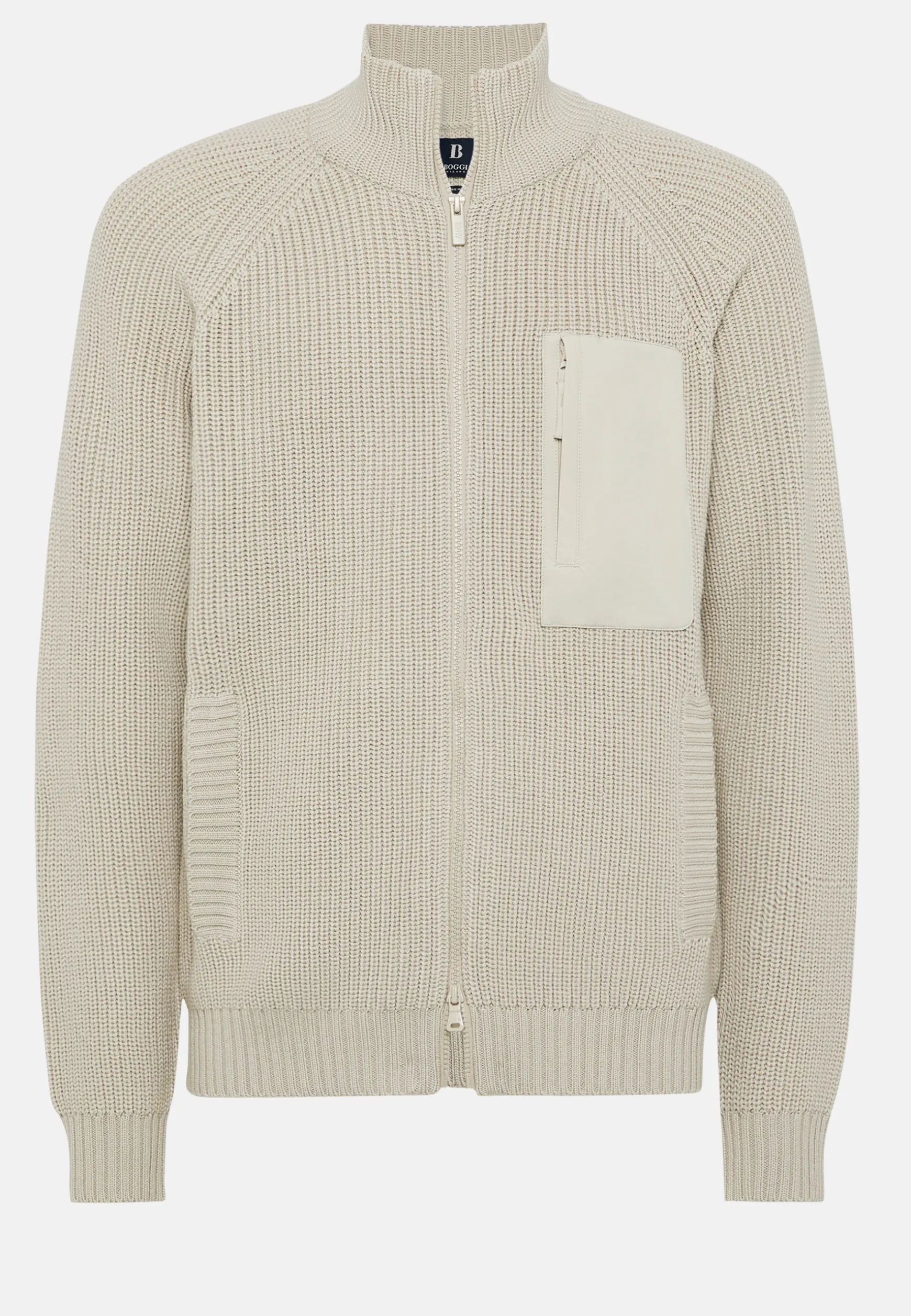 Full-Zip Jumper With Pocket in Merino Wool|Boggi Milano Fashion