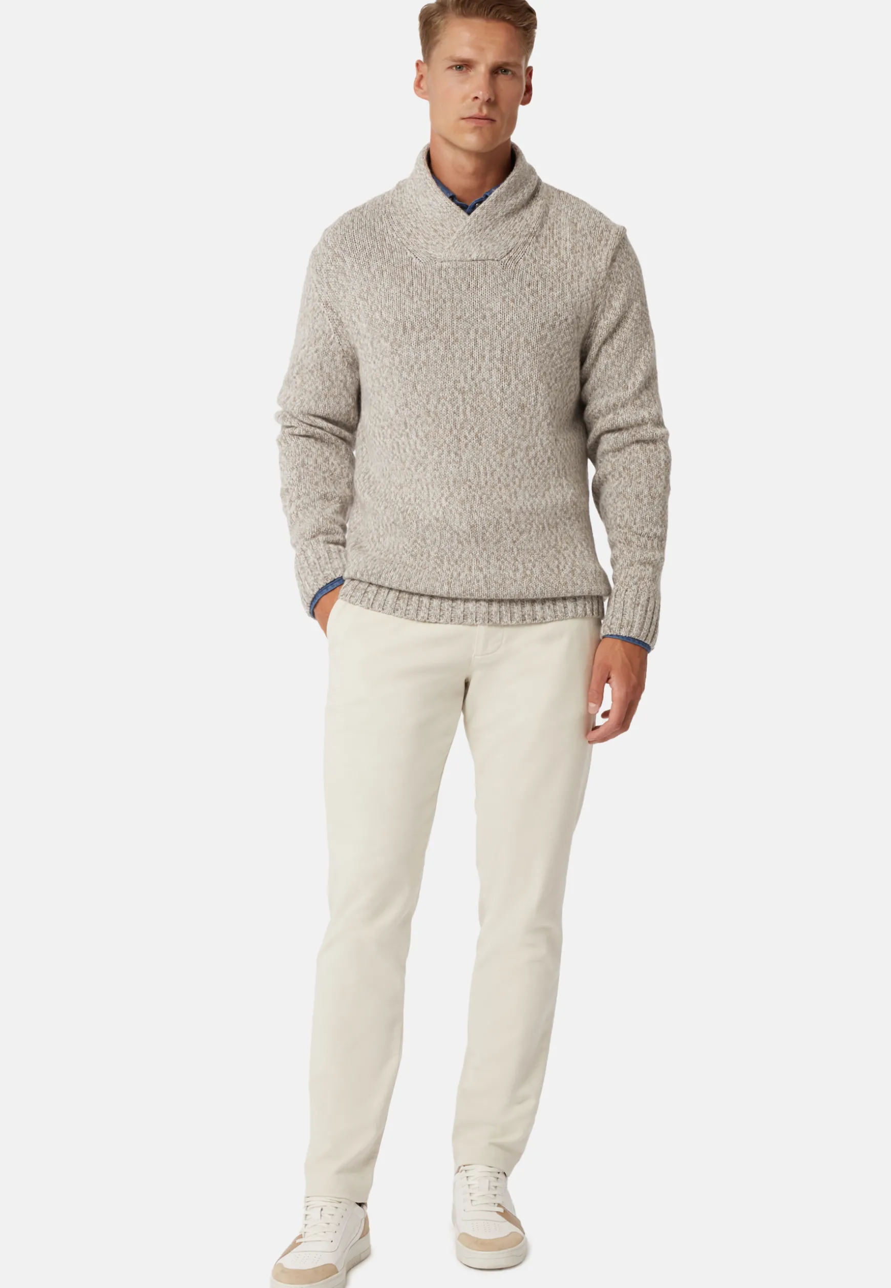 Shawl Neck Jumper in a Cashmere Blend|Boggi Milano Online