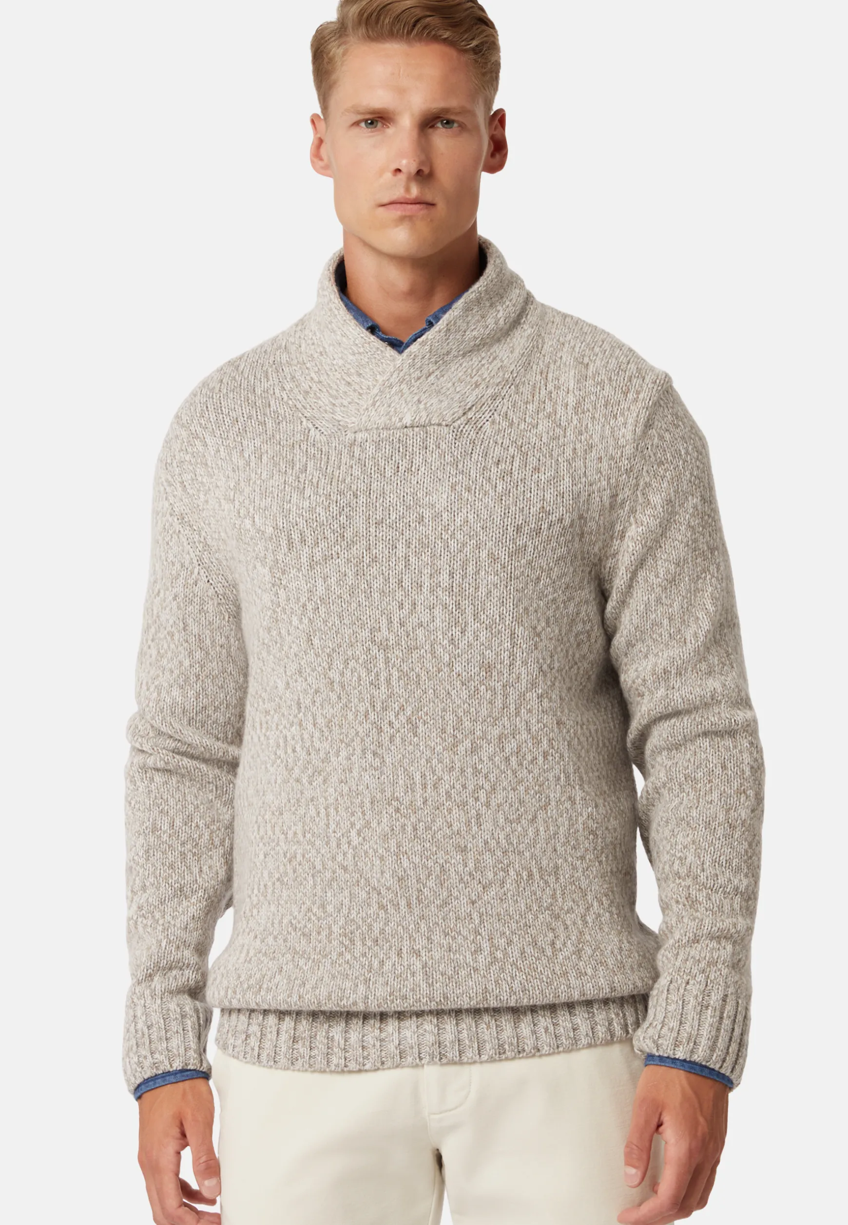 Shawl Neck Jumper in a Cashmere Blend|Boggi Milano Online