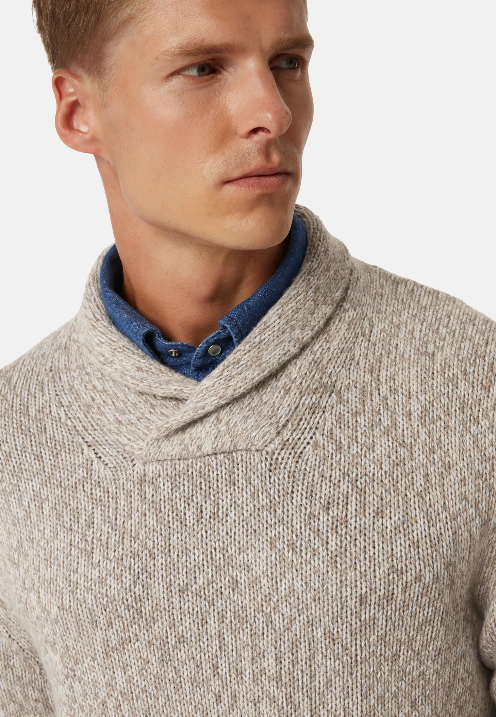 Shawl Neck Jumper in a Cashmere Blend|Boggi Milano Online