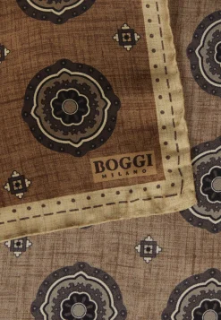 Silk Pocket square with Medalions Motif|Boggi Milano Cheap