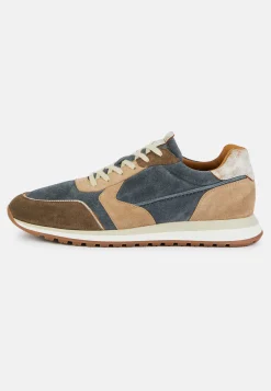 Sky Blue and Beige Suede Trainers|Boggi Milano New