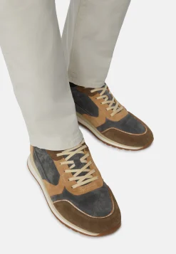 Sky Blue and Beige Suede Trainers|Boggi Milano New