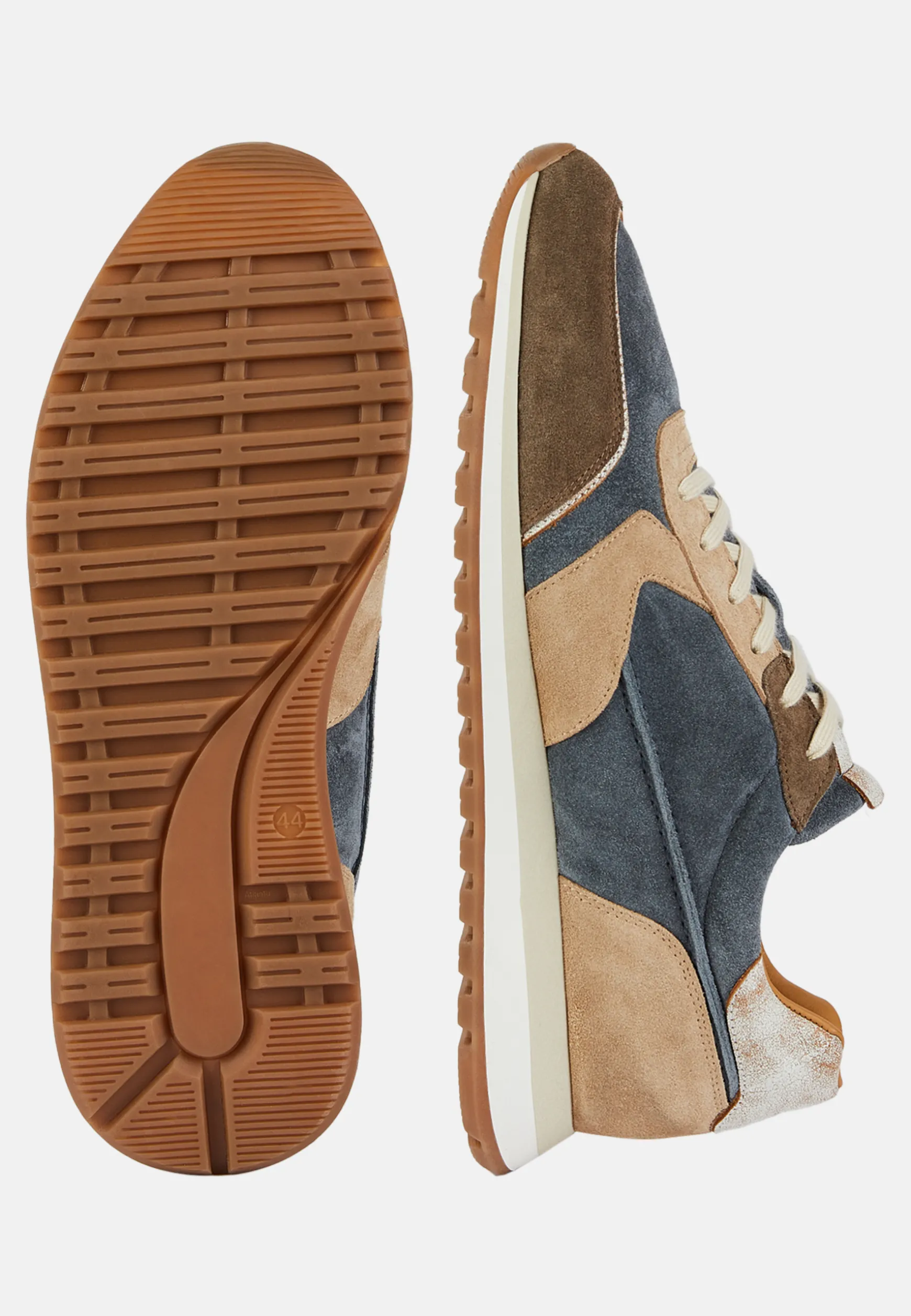 Sky Blue and Beige Suede Trainers|Boggi Milano New