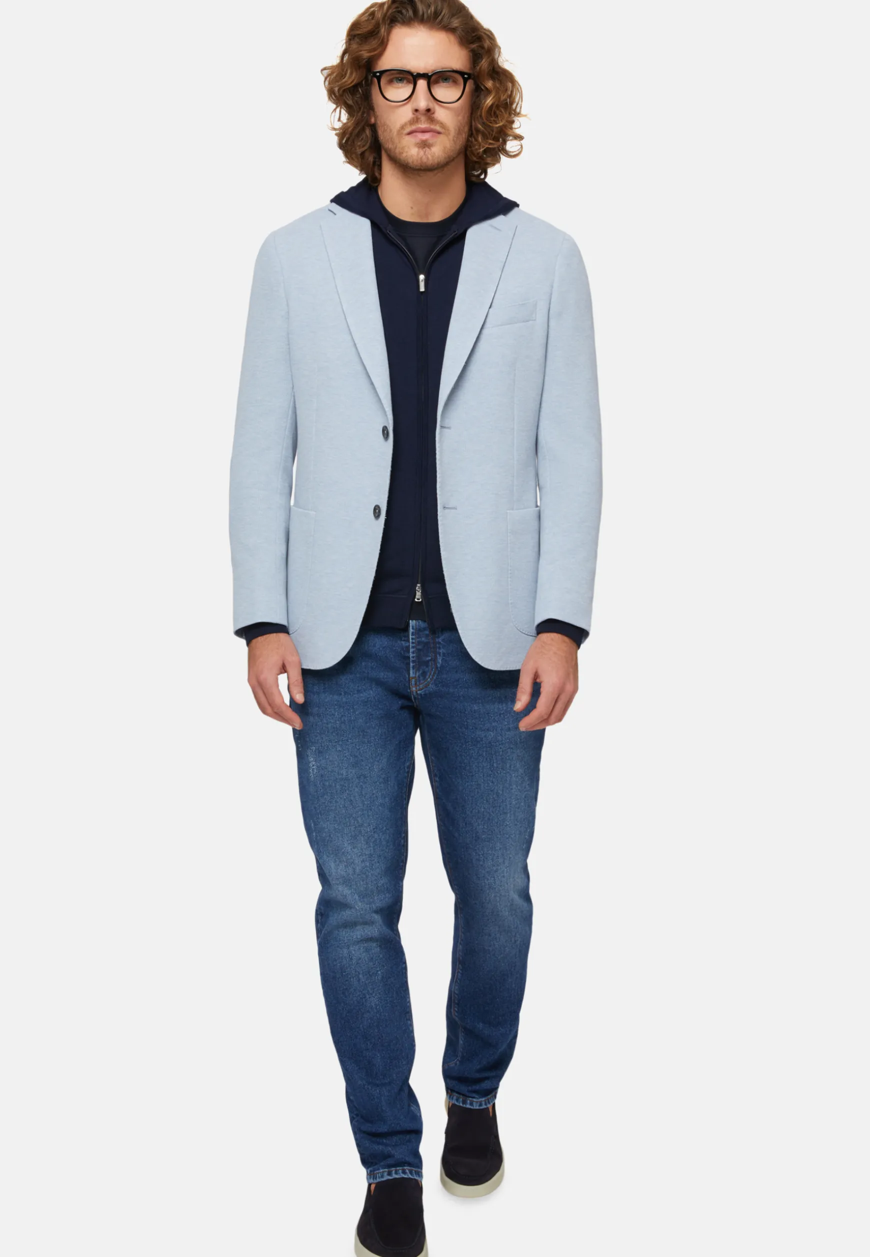 Sky Blue B-Jersey Cotton Jacket|Boggi Milano Outlet
