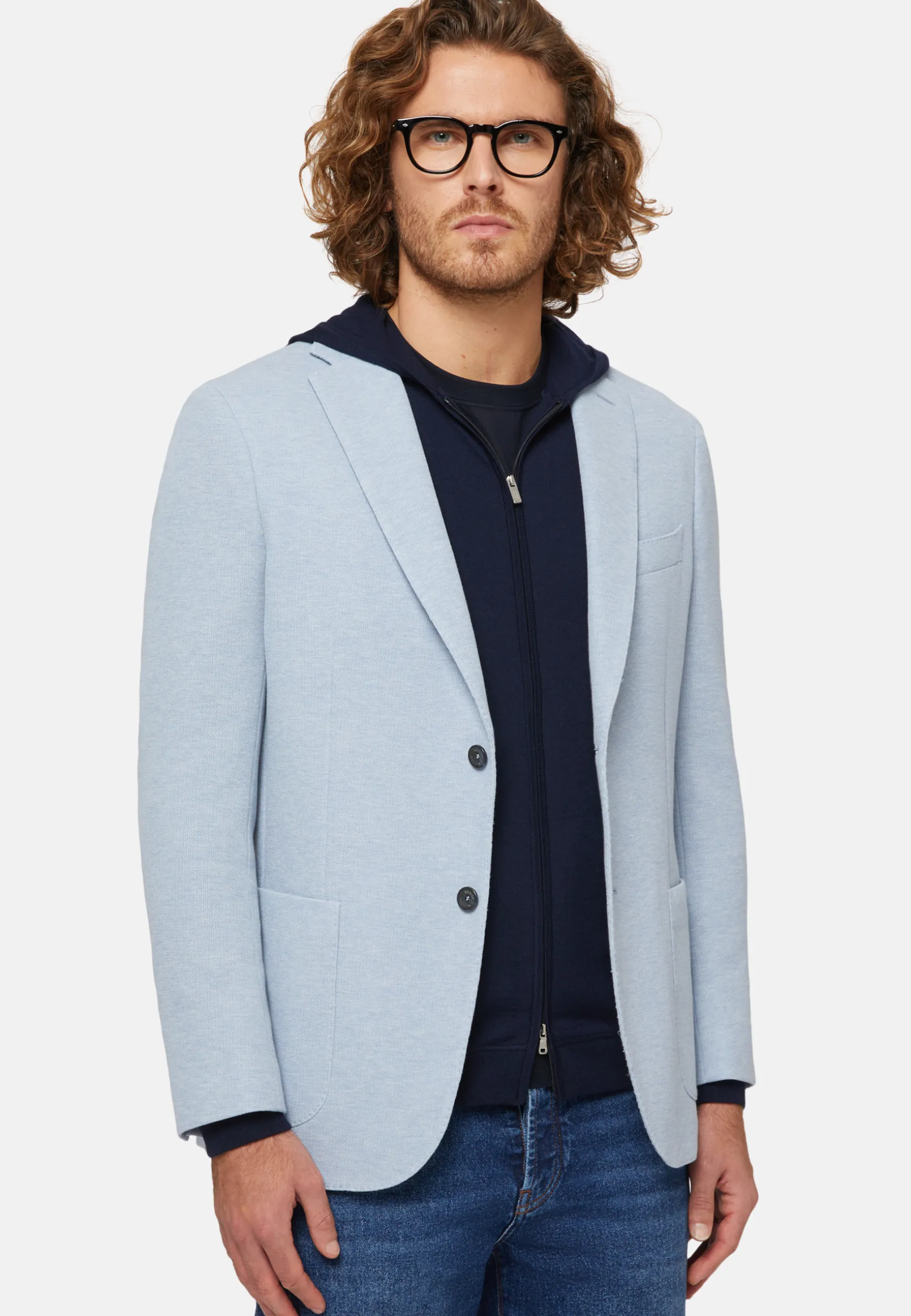 Sky Blue B-Jersey Cotton Jacket|Boggi Milano Outlet