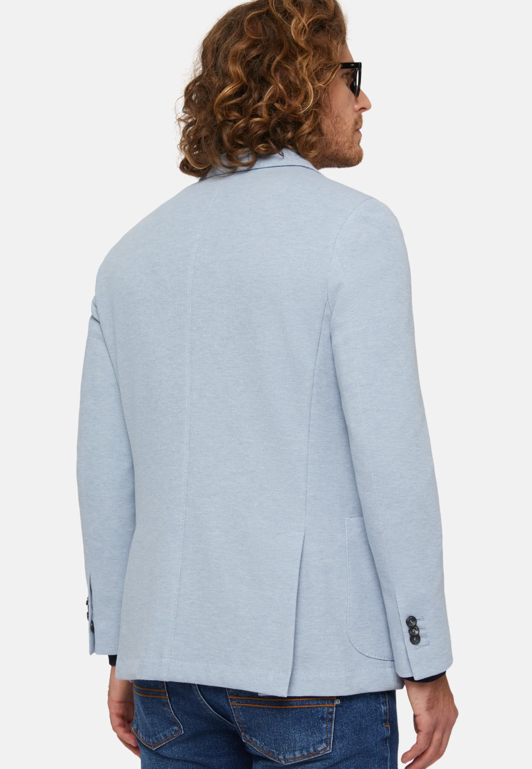 Sky Blue B-Jersey Cotton Jacket|Boggi Milano Outlet
