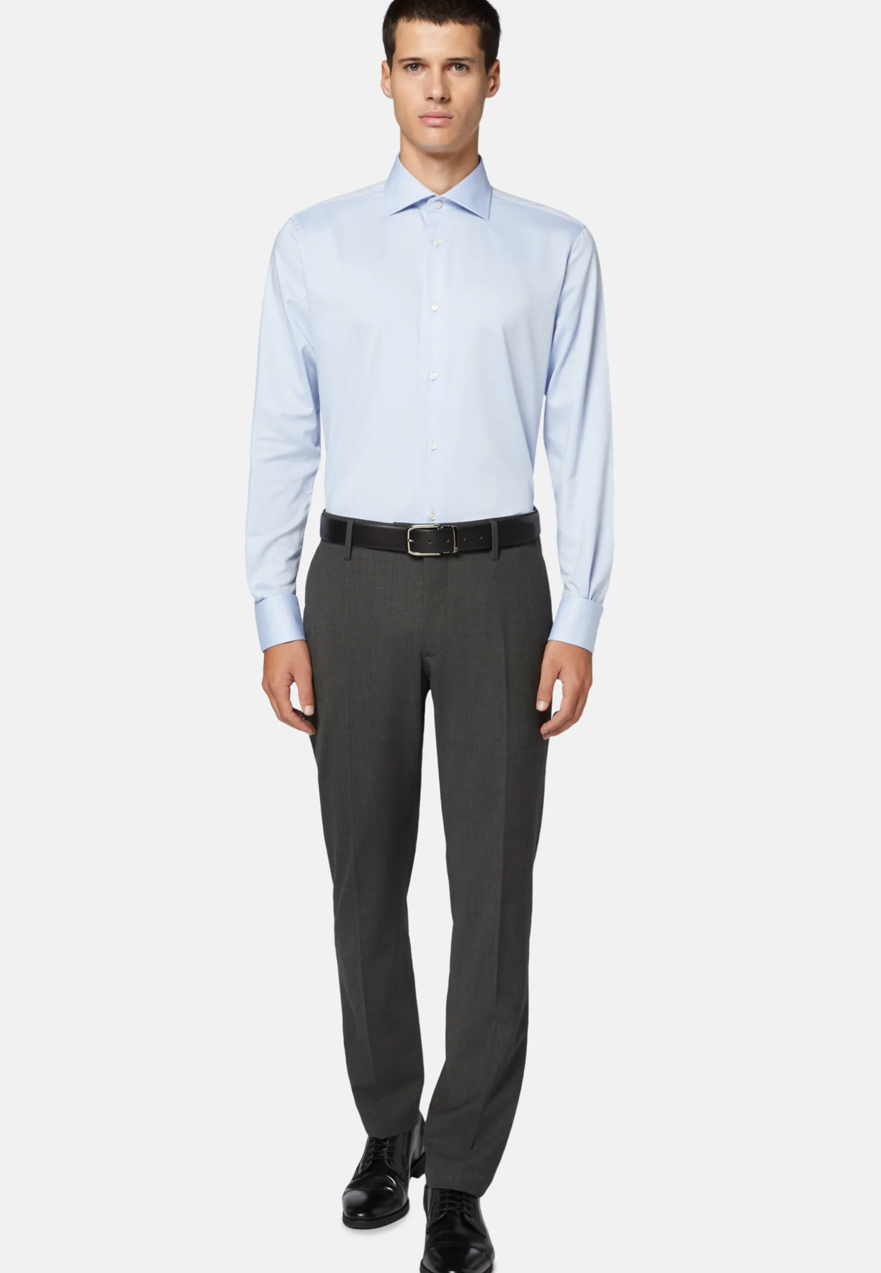 Sky Blue Cotton Dobby Shirt, Regular Fit|Boggi Milano Sale