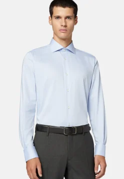 Sky Blue Cotton Dobby Shirt, Regular Fit|Boggi Milano Sale