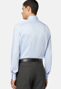 Sky Blue Cotton Dobby Shirt, Regular Fit|Boggi Milano Sale