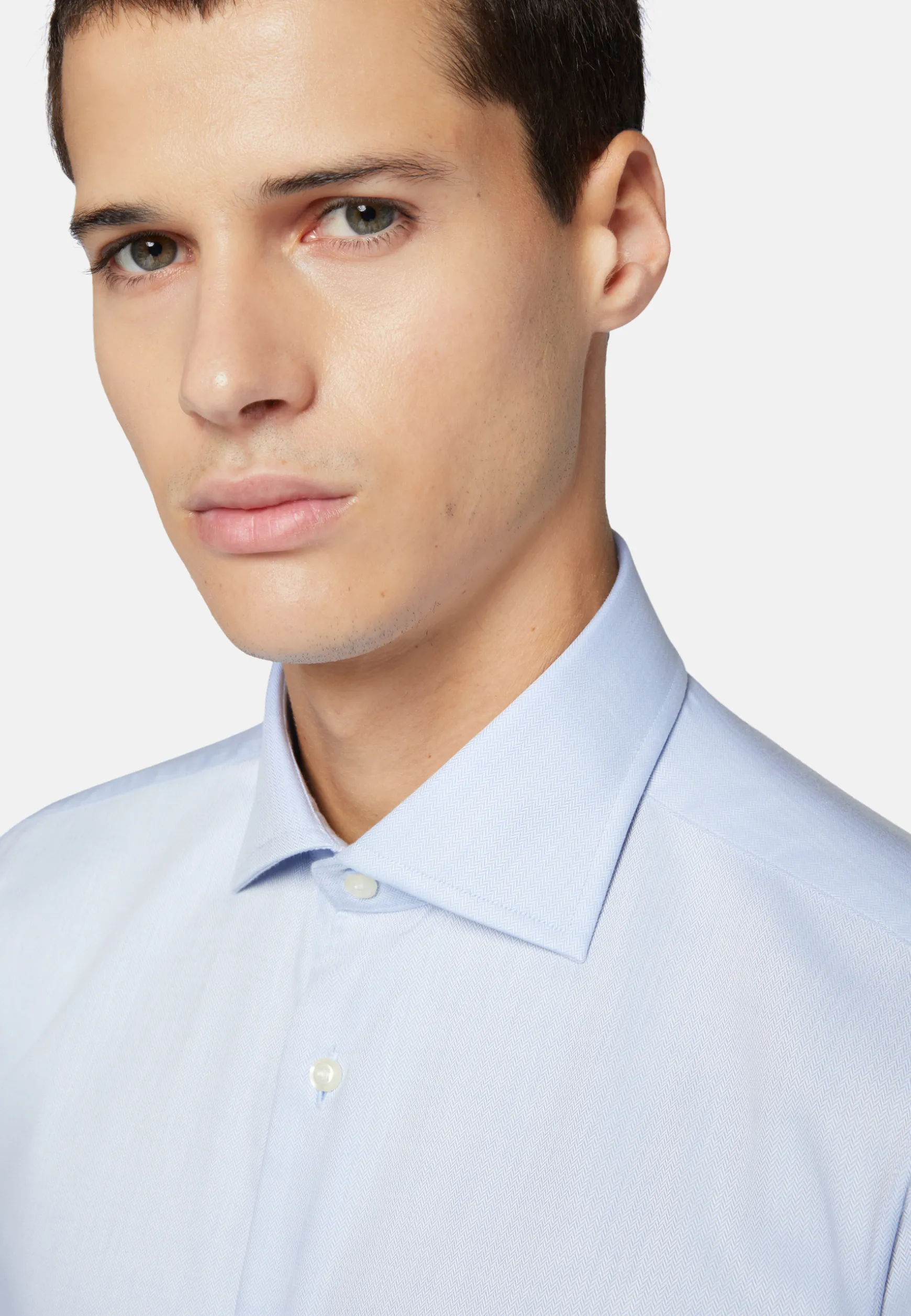 Sky Blue Cotton Dobby Shirt, Regular Fit|Boggi Milano Sale