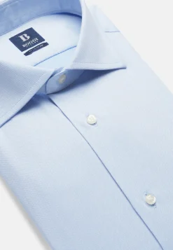 Sky Blue Cotton Dobby Shirt, Regular Fit|Boggi Milano Sale