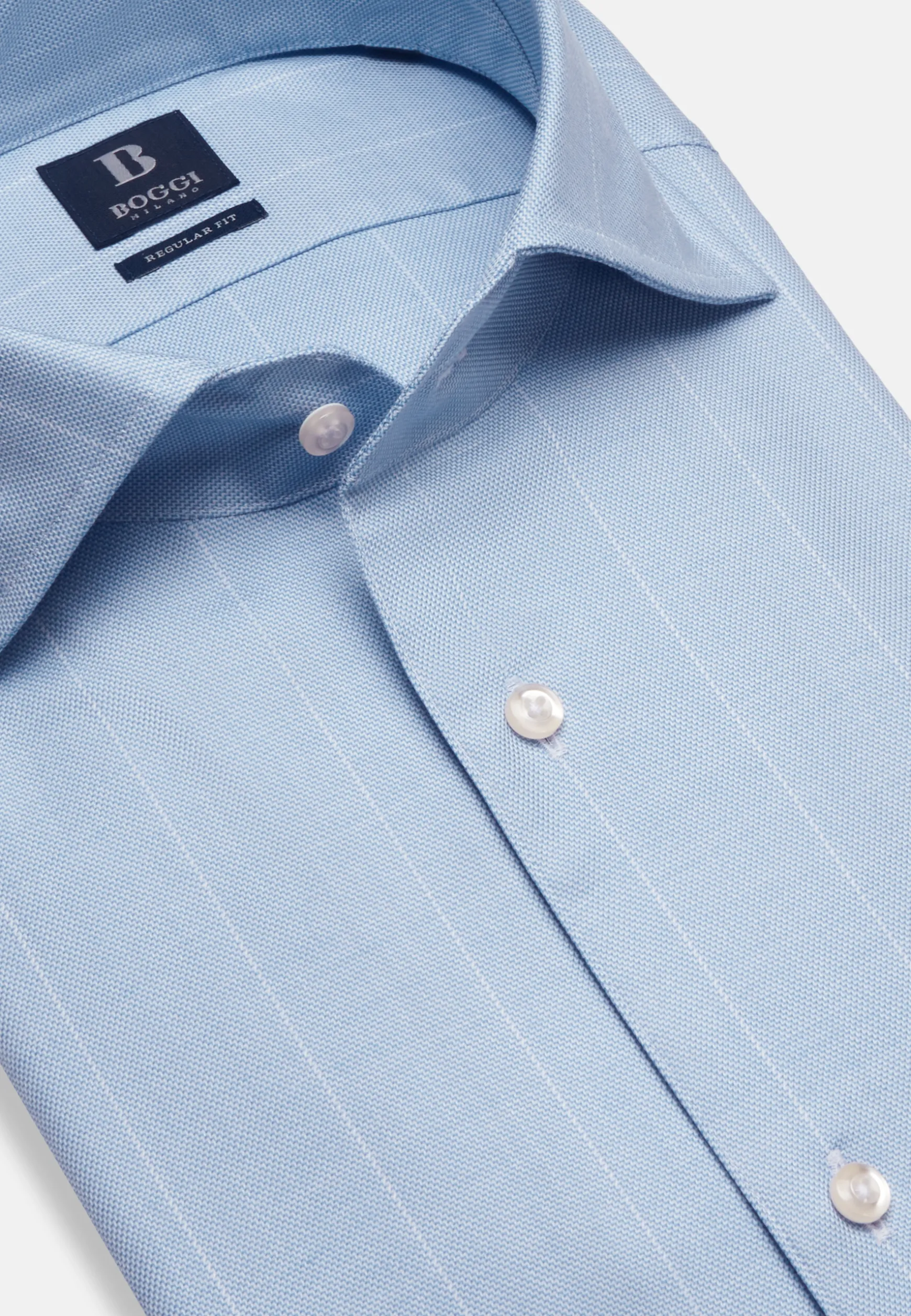 Sky Blue Cotton Dobby Shirt Regular Fit|Boggi Milano Cheap